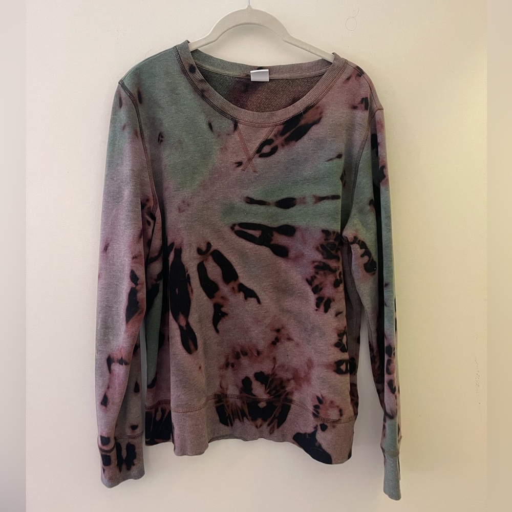 One of a kind custom reverse tie dyed sweatshirt, size M